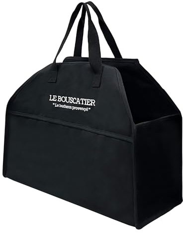 Sac de transport bois de chauffage robuste et résistant pour bûches - 60x46x26cm de 50L. Panier multi usage extra large, accessoire pour poêle, cheminée, brasero ou barbecue
