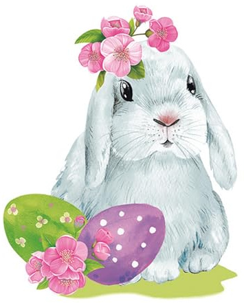 20 Servietten Ostern Natürlicher Hase mit bunten Eiern als Tischdeko. Papierservietten mit Motiv. Auch für Decoupage und Serviettentechnik 33x33cm