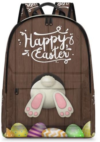 TropicalLife Niedlicher Osterrucksack für Männer, Frauen, Kinder, Mädchen, Jungen, Osterhasen-Eier, Rucksack, großes Fassungsvermögen, 23,5 l, Rucksack, Schule, Büchertasche, Reisen, lässig,
