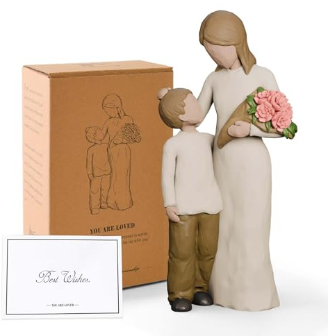 Mutter und Sohn Figuren, geformt, handbemalt | Mutter und Kind-Statuen, Geschenke für Muttertag, Jahrestag, Geburtstag, Heimdekoration