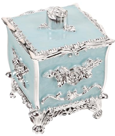 OFFSCH Aufbewahrungsbox Kunststoff für Wattepads Präge Design Make Up Organizer Badezimmer Kompakt