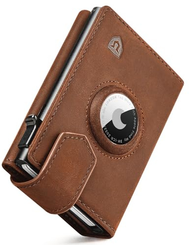 LORZOR® Cartera Airtag Hombre, Carteras para Hombre Pequeño con Monedero & Protección RFID, Billeteras para Hombre Piel, Cartera Tarjetero Hombre Pop-up Capacidad para 10 Tarjetas con Cierre Magnético