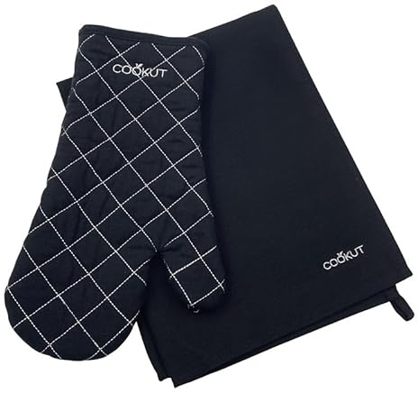 Cookut - ENSEMBLE GANT ET TORCHON NOIR GRAPHITE L'INCROYABLE COCOTTE - COOKUT