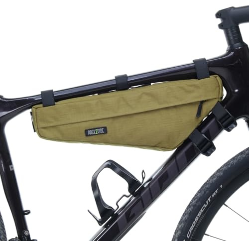 PACK2RIDE Mira Bike Frame Bag - Water Resistant & Durable Fabric Bicycle Bag for Road, Secure Attachment Bikepacking Pouch, Biking Storage & Bike Organizer for Cycling Adventures - Coyote