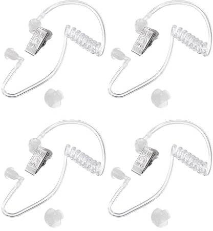 QUARKZMAN Oreja Pieza Auricular Agente Secreto Auricular Disfraz Accesorios con Auriculares, Reemplazo Acústico Tubo para 2-Vías Radio Audio Auriculares, Paquete De 4