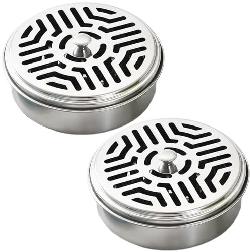 2 stycken myggspiralhållare, rostfritt stål mygg-spolhållare, myggspiral behållare, myggspolehållare, rörlig myggspolhållare, för insekter, spiralhållare, hem, camping och resor
