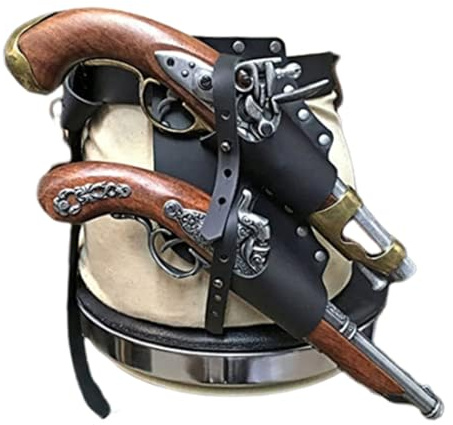 MDFCZXP Mittelalterlicher Retro Western Cowboy Leder Waffenhalter verstellbare Taille hängende Revolver Holster für Cosplay,Schwarz,20cm