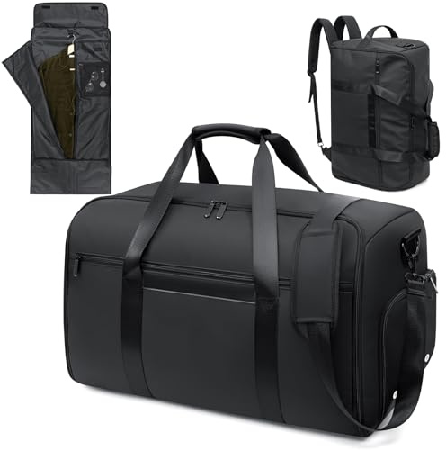 GARPROVM Bolsa de Viaje Convertible 4 en 1, con Compartimento Separado para Traje y Zapatos, Impermeable. Equipaje de Mano, Mochila o Bolsa de Fin de Semana para Hombres y Mujeres (Negro)