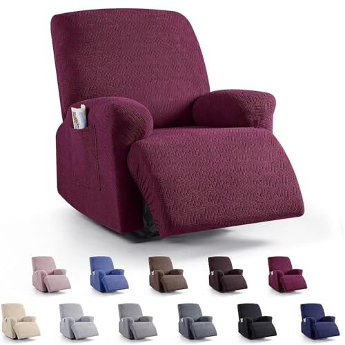 Stretchhusse für Relaxsessel Komplett Sesselschoner, Universell für alle JahreszeitenStretch Relaxsessel Bezüge - Einfarbig Elastisch Sesselbezug für Fernsehsessel Liege Sessel, burgundy-Single seat