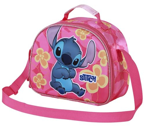 Disney Lilo y Stitch Cute-Bolsa Portamerienda 3D, Rosa, 26 x 20 cm