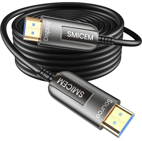 SMICEM Câble optique HDMI 8K 10 m - Câble optique HDMI 2.1 - 48 Gbps - Ultra High Speed 8K @ 60 Hz 4K @ 120 Hz Dynamic HDR eARC Dolby HDCP 2.2&2.3 - Pour HDTV/Projector/Home Cinema/TV Box