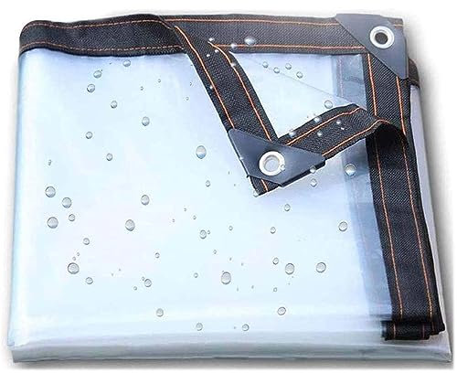 Bâche transparente robuste en PVC imperméable - 7 x 8 m - Pour camping, plantes, serre, coupe-vent, anti-poussière et neige - Couverture de pavillon robuste avec œillets