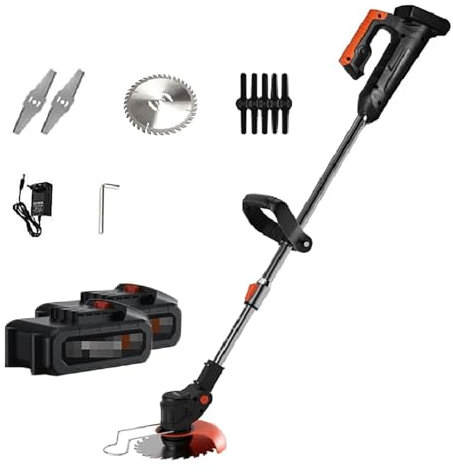 LKYLGYU Coupe-Bordures, Tondeuse à Gazon électrique, avec 3 Lames, Batterie Rechargeable 9 000 mA, désherbeur Portable, Petite Tondeuse à Gazon autoportée pour Jardin, pelouse, arbustes