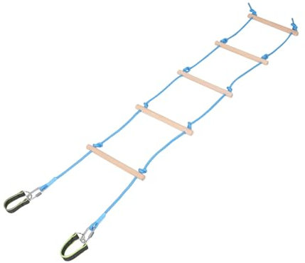 Kisangel Scala Di Corda in Legno Per Ragazzo Ragazza Da Gioco Sospeso Scala Da Arrampicata Accessori Per Parco Giochi All Aperto e Casa Sull Albero Robusta Struttura Per Attività Fisica