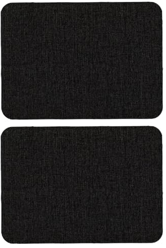 2 Stück Flicken Selbstklebend Stoff, 20 x 28 cm Klebeflicken für Textilien Leinenstoff Reparatur Patches, Stoff Selbstklebend, Reparaturaufkleber, Schwarz