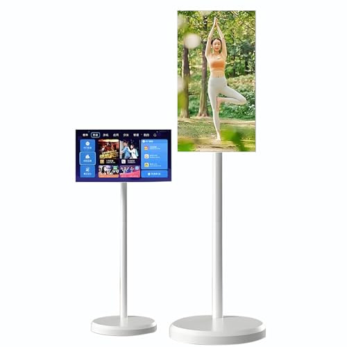 Nicvrea Tablette TV Portable 21,5 Pouces, Écran Tactile Portable avec Support à roulettes, Écran Tactile sans Fil, Smart TV Mobile, Mobile, Batterie 6000 Mah 6+128G