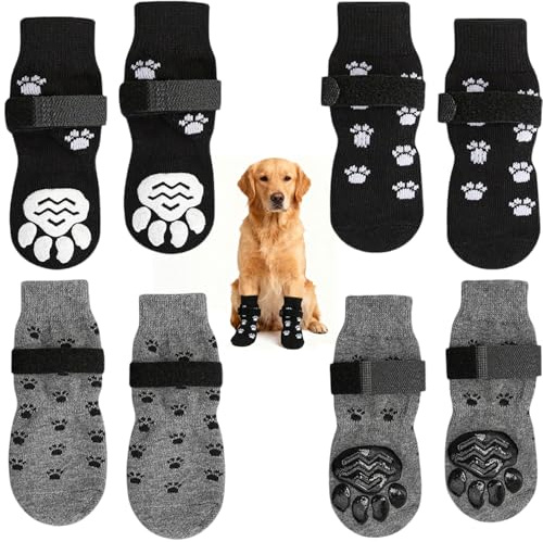Anti Rutsch Socken für Hunde, 8 Stück Weicher Verstellbarer Pfotenschutz, Anti Rutsch Hundesocken, hundeschuhe pfotenschutz, Verstellbare Hundesocken, Hundesocken für Hunde im Innenbereich im Freien