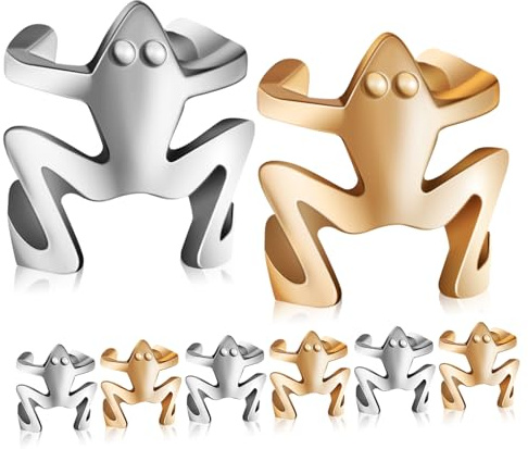 BAZEITFLOW Pendientes Clip para Oreja Hueso de Rana 8 Piezas Plateado y Dorado, Joyas de Clip sin Perforación para Mujeres y Niñas Uso Diario, Diseño Ligero y Cómodo