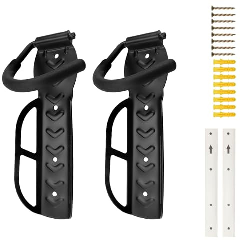 txuzong Lot de 2 supports muraux pour vélo - Charge maximale : 40 kg - En acier au carbone - Support universel pour tous les types de vélos - Montage mural peu encombrant pour garage, cave et