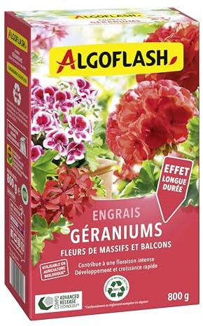 Algoflash Engrais Géraniums, Fleurs de Massifs et Balcons, Utilisable en Agriculture Biologique - 800 g