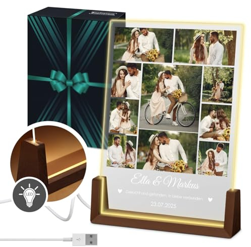 Maverton LED Acrylglas mit Foto - Glasbild mit LED-Beleuchtung - Deko Nachtlicht - personalisierte Geschenke für Frauen Männer Kinder zum Geburtstag - Hochzeitsgeschenke für Brautpaar - Größe: L/XL