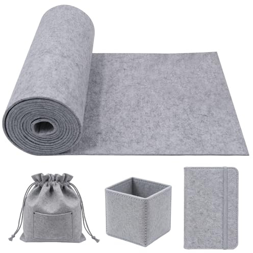 Filzstoffrolle 300 cm x 30 cm x 3 mm hellgrau – Bastelfilz-Melierung für Nähen, Patchwork, Aufbewahrungsbeutel und Heimdekoration