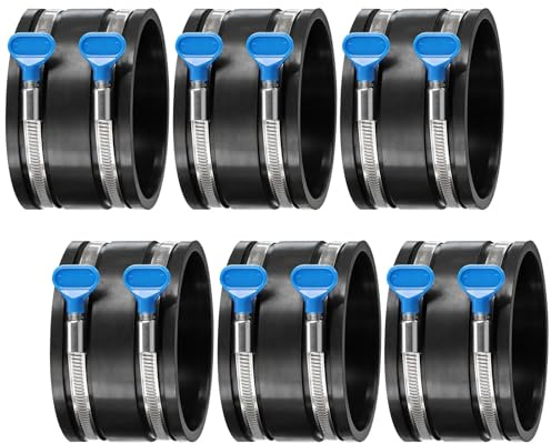 4 Inch Dust Control Flex Cuff w/Hose Clamps,Dust Collection Flexible Cuff Hose Connector Coupler for Woodworking Dust Collection Fittings,Dust Collection Hose,Power Tool Dust Port Connection,6PCS