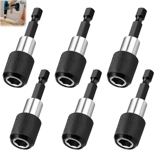 Lot de 6 Porte-Embouts Magnétiques 1/4 60 mm, Porte-Embout à Aimant Puissant, Compatible avec Perceuses et Tournevis Sans Fil, Outils Électriques
