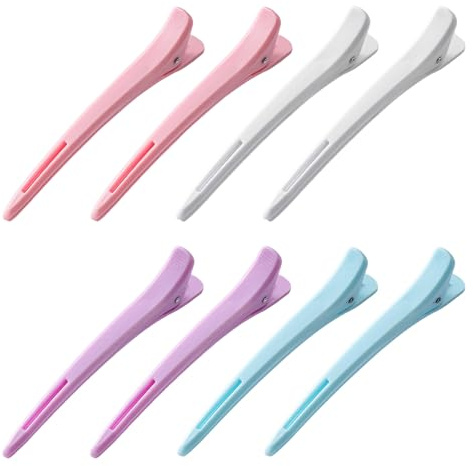 8 Pièces Pinces Crocodiles Antidérapantes pour Cheveux, 4 Couleurs, Pince à Cheveux Professionnelle pour Sectionnement et Coiffure, Salon ou Usage Domestique, Sans Trace de Serrage