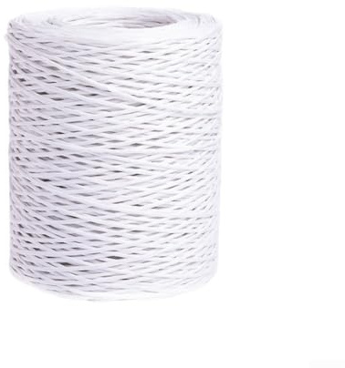 Posheliox Cuerda de hierro natural envuelta en papel de alambre floral de 2 mm x 200 m para encuadernación de ramos, cordel rústico, pulsera hecha a mano (blanco)