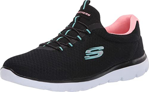 Skechers Womens Summits Top Player Sneaker, Black Pink, 3.5 UK