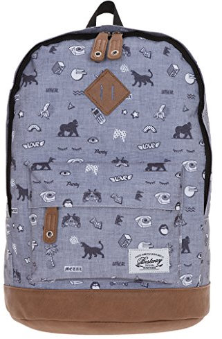 BESTWAY Rucksack Rocky Mountain Melange Schulrucksack mit Kunstlederboden + Trinkflasche (Mix Grey 40190-2800)