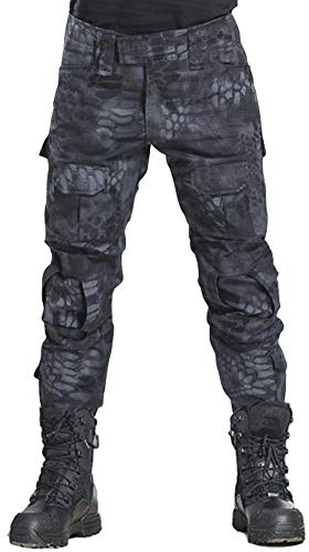 AKARMY Men's Military Tactical Casual Camouflage Multi-Pocket BDU Cargo Pants Trousers G3WF Black