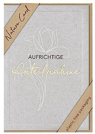 bsb - Trauerkarte mit liebevollem Motiv - Nature Card - Nachhaltige Trauerkarten - Beileidskarten mit Umschlag - Danksagungskarten Trauer - Karten zur Trauer 11,5 x 17 cm - Blumen Motiv