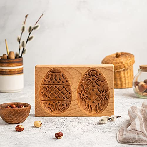 Keksformen Ei-Form Lebkuchenform aus Holz, Keksausstecher Ausstechformen,Cookie Backen Form,Plätzchenform Ovaler Keksstempel Prägeform Handwerk Dekorieren Backwerkzeug (A) (A)