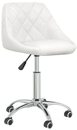 vidaXL Chaise de Bureau Pivotante Chaise d'Ordinateur Siège de Bureau Fauteuil d'Ordinateur Intérieur Hauteur Réglable Blanc Similicuir