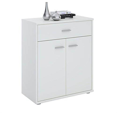 Kommode Sideboard Schrank TOMMY weiß, Anrichte mit 1 Schublade und 2 Türen