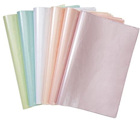 Sidenpapper 6 färger silkespapper metalliskt presentpapper presentförpackning papper gåva förpackningsmaterial för jul, bröllop, födelsedag, gör-det-själv hantverk 60 ark (500 x 700 mm)