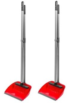 Long Handled Dustpan and Brush Set, Tall Dustpan and Brush Set House Cleaning Kit for Kitchen and Lobby Indoor Broom and Dustpan Set with Soft Sweeping Brush and Upright Dust Pan (1)