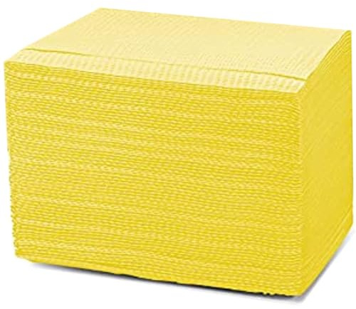 60 Pcs Dental Bibs Disposable for Patient, 13x18, 3 Ply Waterproof Piercing Tattoo Paper Napkin Tissue Bib for Dental Clinic, Tattoo Station and Salon (Yellow)