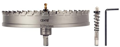 190mm(7-1/2) frese a tazza per metallo punte trapano metallo 2 buchette pilota rivestite titanio. Per su metalli duri, acciaio inossidabile, ferro, placo, leghe di alluminio, sega a tazza per legno