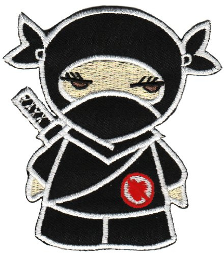 Ninja Kämpfer Fighter Aufnäher zum aufbügeln oder aufnähen Bügelbild Aufbügler für Kleidung gestickter Bügelpatch Applikation Patch Größe 7,6 x 8,4 cm
