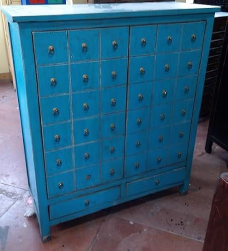 Antiker Apothekerschrank Aktenschrank Büroschrank Apotheke Schrank Sideboard Kommode Kommodenschrank Sideboardschrank mit 2 Schubladen 2 Türen Breite102xHöhe120cm