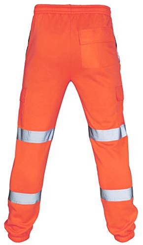 Generico Uomo Pantaloni da Lavoro Riflettenti di Sicurezza ad Alta visibilità con Strisce Riflettenti Ultra Performance Pantaloni Tuta con Nastro Fluorescente Abbigliamento da Lavoro Tasche Laterali
