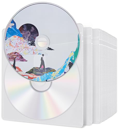 UHETLET 100 stück cd Hüllen Plastik Doppelt für 2 CDs CD-/DVD-Schutzhüllen Bluray Schutzhüllen PP Doppelseitige Kunststoffhülle Klarsichthüllen Leerhülle zur Aufbewahrung von CDs DVDs BD Rohlinge