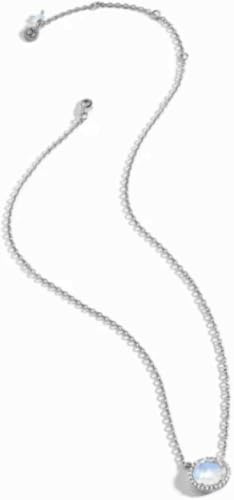 Silverhalsband,Kristallhalsband För Kvinnor, S925 Sterling Rund Moonstone Charm Snygg Trendig Choker Chain Bohemia Smycken Hennes tjejer Par