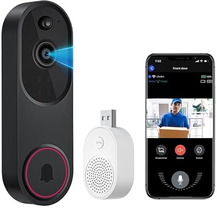SWZEC Meacode Video Doorbell Camera(Video doorbell/Black (UK standard, charging cable)