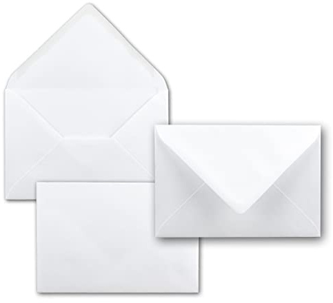 Briefumschläge in Weiss - 25 Stück - Kuverts in DIN B6 Format 125 x 185 mm - 120 Gramm pro m² - Größer als DIN B6 für besonders dicke Faltkarten - Nassklebung - ideal für Weihnachten und Einladungen