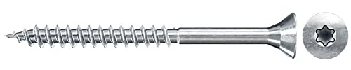 fischer - Vis à bois ClassicFast II 4,0x70 à tête fraisée, empreinte Torx TX, zingué blanc, filetage partiel/Boite de 200