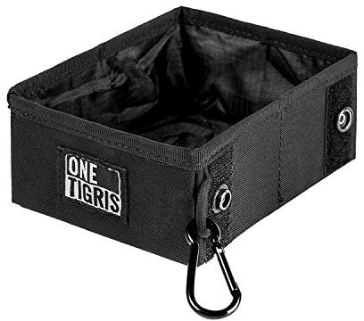 OneTigris Comedero Plegable para Perros, 0,9 L Cuencos de Agua portátiles para Viaje con mosquetón, 2.5CM Espesor, para Viajes, Camping, Cuenco portátil para Agua y Comida